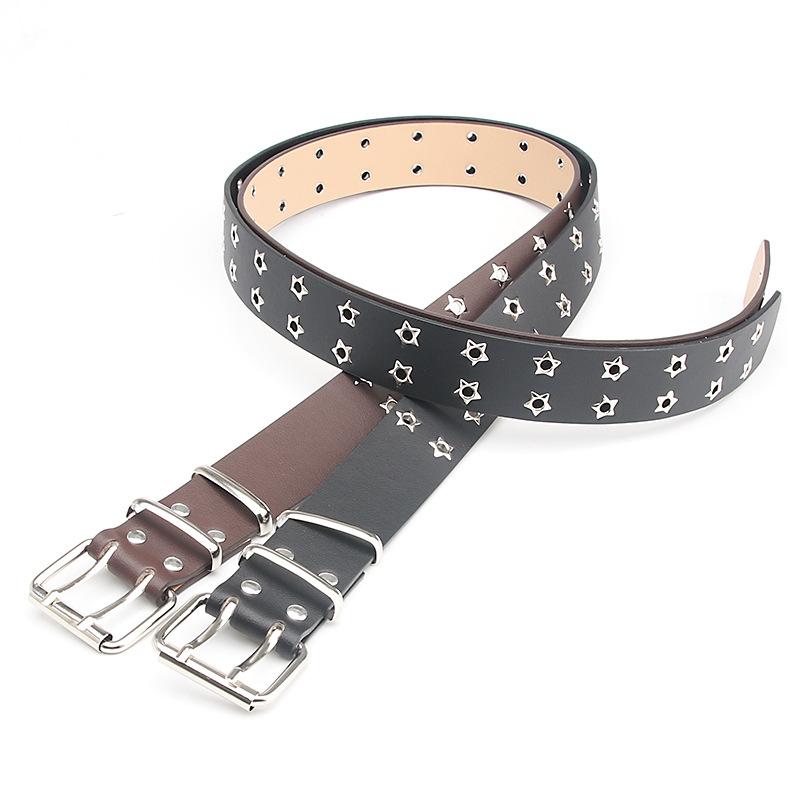 New Korean version of pentagram double exhaust eye belt personality punk style fashion versatile jeans suit belt women