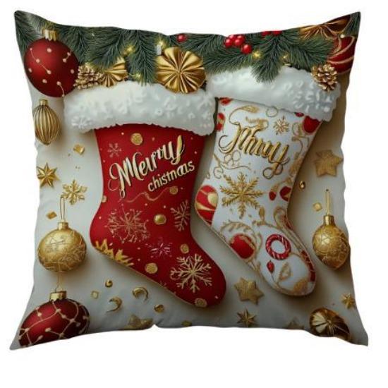 New Cartoon Creative Christmas Polyester Printed Pillowcase Christmas Holiday Outdoor Scene Decoration Atmosphere
