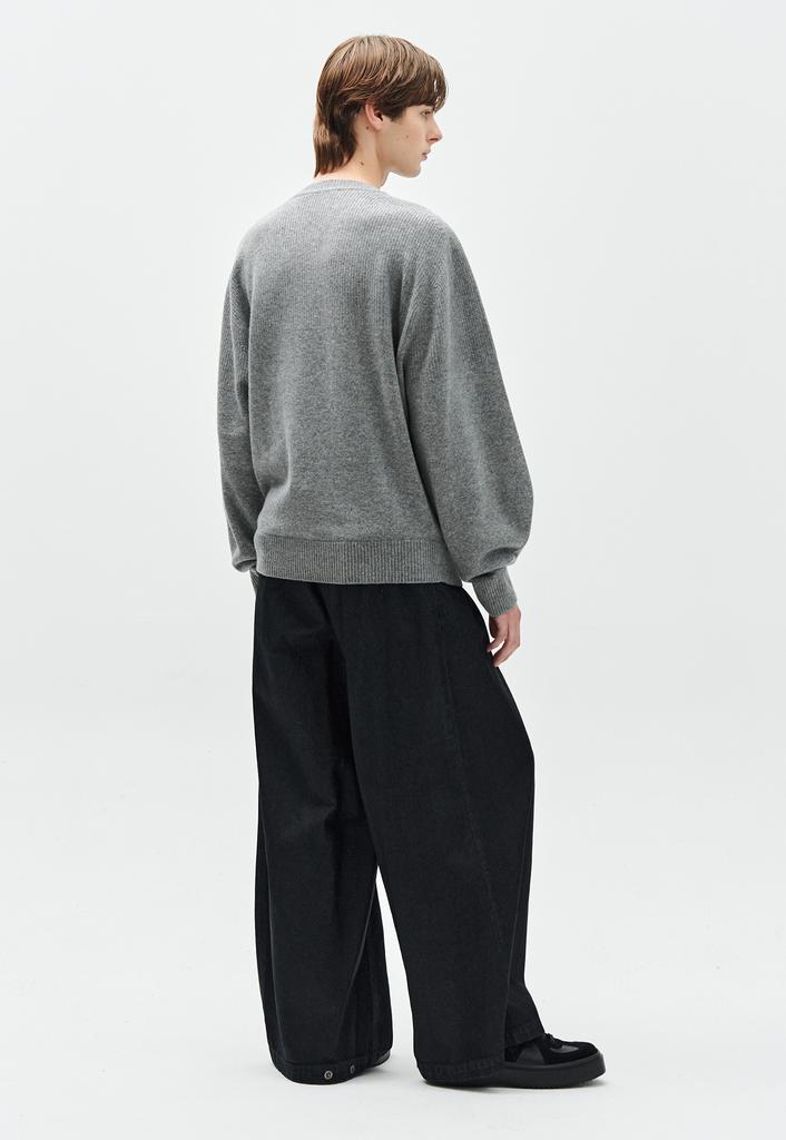 ZIOSONGZIO Whole Garment V-Neck Knit Melange Grey Zh6Kt621Mg