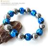 [GOLD STONE] Terahertz Ore X Luminous Firefly Glass Blue Bracelet, 12mm, Glow-in-the-Dark Power Stone, Inner Diameter: Approx. 18cm