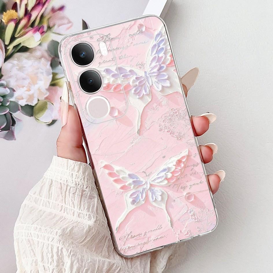 Silicone Case For Vivo Y19s V2419 Cover Lovely Cat Butterfly Cartoon Soft Back Protective Shell For Vivo Y19s 4G Y 19s TPU Coque