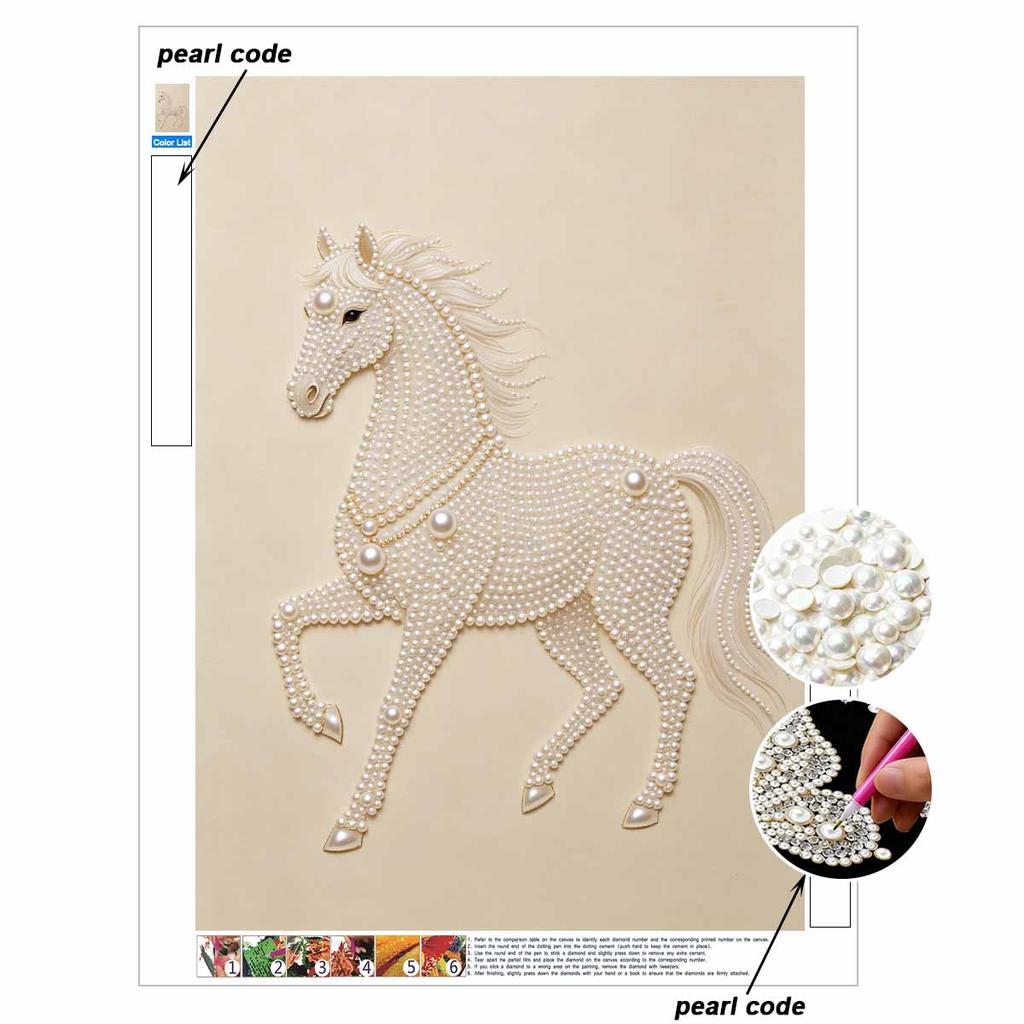 5D DIY Pearl Diamond Painting Kit Majestic Horse Full Drill Embroidery Mosaic Art Home Wall Decor Gift