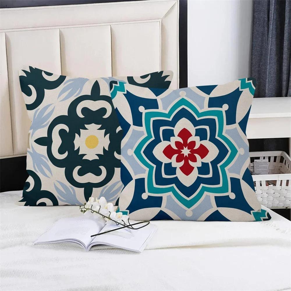 Blue Geometric Decorative Pillowcase Interior Decoration Office Living Room Home Pillowcase