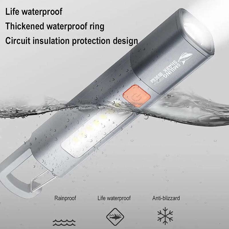 Led Torch Light Xpe Super Bright Flashlight With Hook Camping Light Rechargeable Zoomable Waterproof