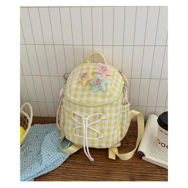 High Value, Fresh, Sweet and Cute Girl Plaid Mini Backpack, Light Travel Backpack for Junior High School Students