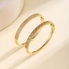 Nidin New Fashion Vintage Geometric Bangle For Women Cubic Zirconia Inlaid Cuff Bracelet Light Luxury Jewelry Gift Party Wedding