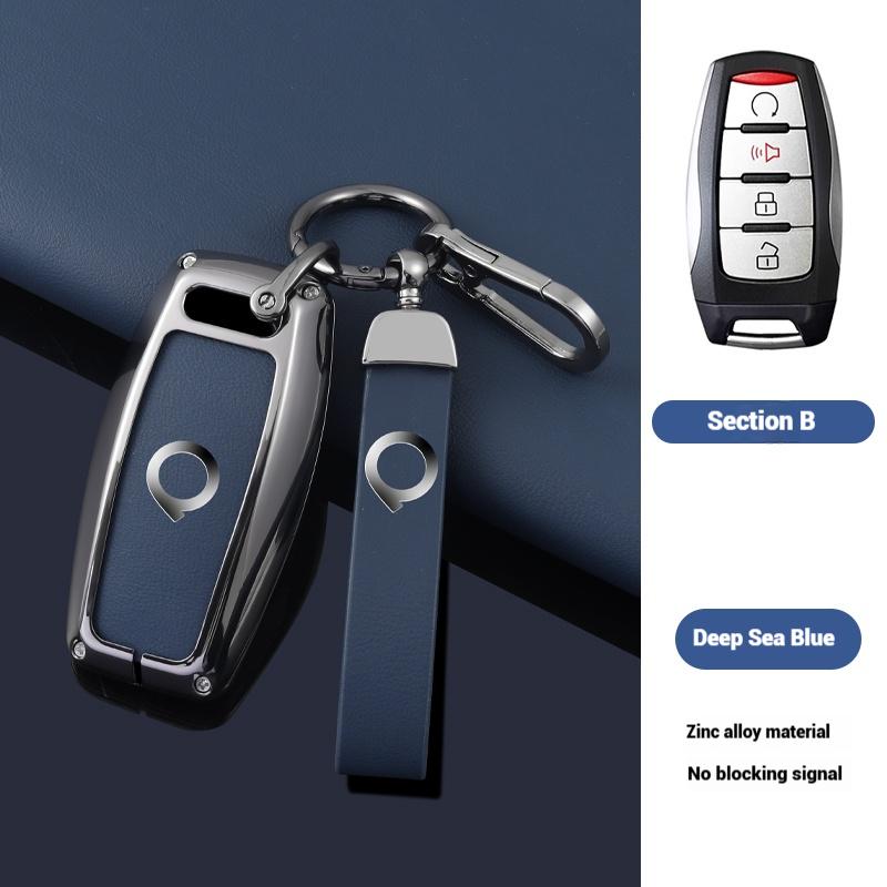 Zinc Alloy Genuine Leather Auto Key Fob Cover Case Fit For Great Wall Ower GWM P Series Pickup Great Wall Poer Truck Key Ring Accessori