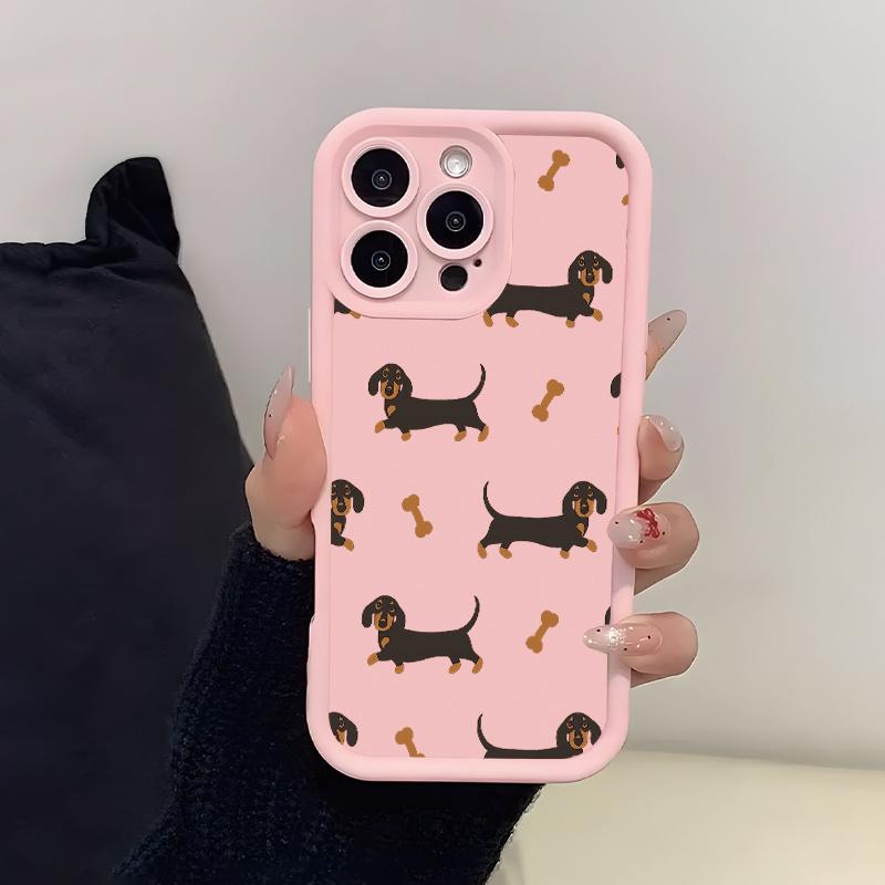 Sausage dog bone pattern phone case suitable for iPhone 17 16 15 14 13 12 11 Pro/Max/Plus anti drop and shockproof back cover