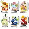 Non-Toxic Moc Cute Street Shop Model Micro Building Block Burger Fried Flower Model Mini Brick Toy For Children Desk Decor.