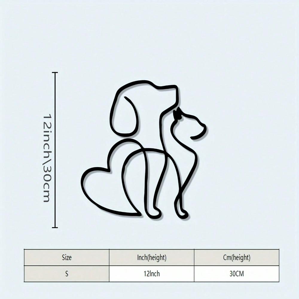 Minimalist Line Art Metal Wall Decor Pet Heart Shape Iron Wall Art Gift Animal Lovers Home Decoration Christmas