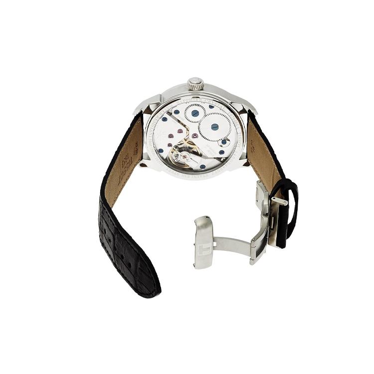TISSOT Tencel Collection Mechanical Movement Men's Watch 43mm Black Dial Stainless Steel Case Leather Strap T070.406.16.057.00