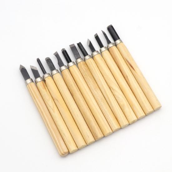 12Pcs Carving Chisel Sharp Blade Multi-purpose Manganese Steel High Hardness Wood Carving Set for Engraving