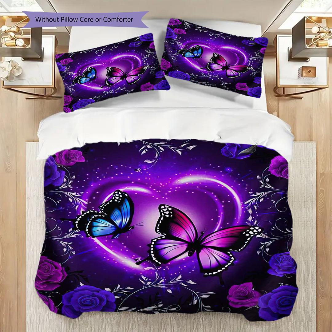 

1PC Butterflies, flowers Bedding Quilt Set Quilt Cover Pillowcase Home Decoration Birthday Gift (1 * duvet cover + 15 * pillowcase, without core) 135x200cm