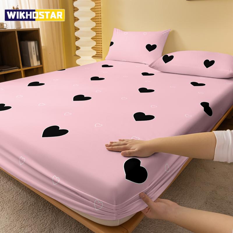 Simple modern Heart-Shaped geometry printed matte Fitted Sheet, bedroom printed bed cover, bedding (excluding pillowcases)