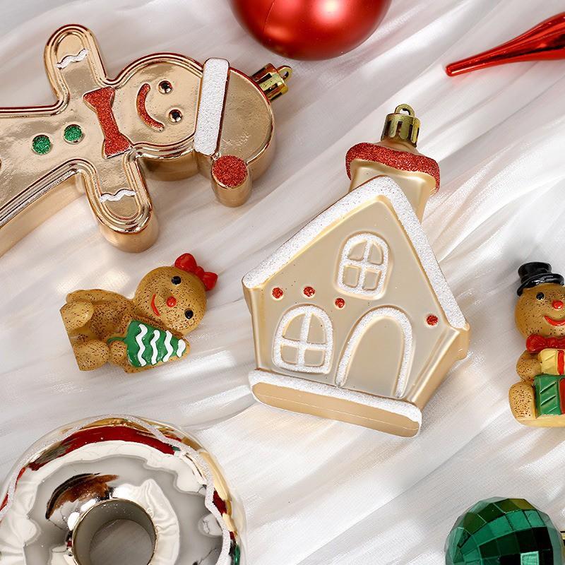 Christmas Baubles Set Ins European Gingerbread Man Painted Ornaments Xmas Tree Hanging Decorations