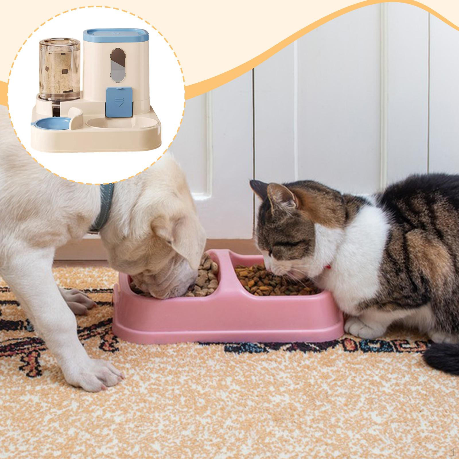 

2 in 1 Automatic Cat Feeder and Water Dispenser, Feeding Food Bowl Pet Waterer, for синий