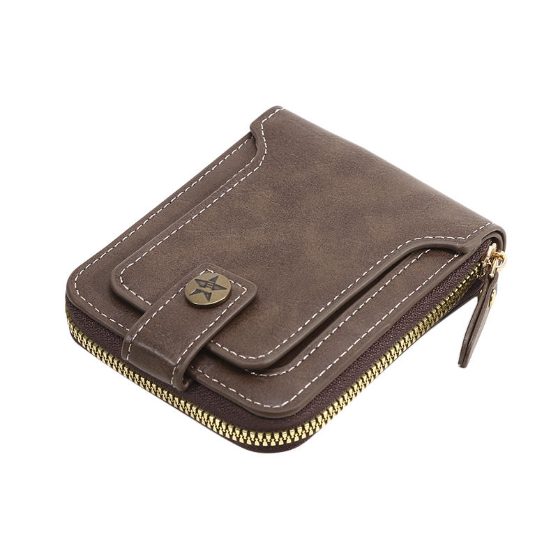 

PU Zipper Around Money Purse 1Pc Horizontal Short Wallet for Men Multifunctional Card Buckle Coin Purse света кофе