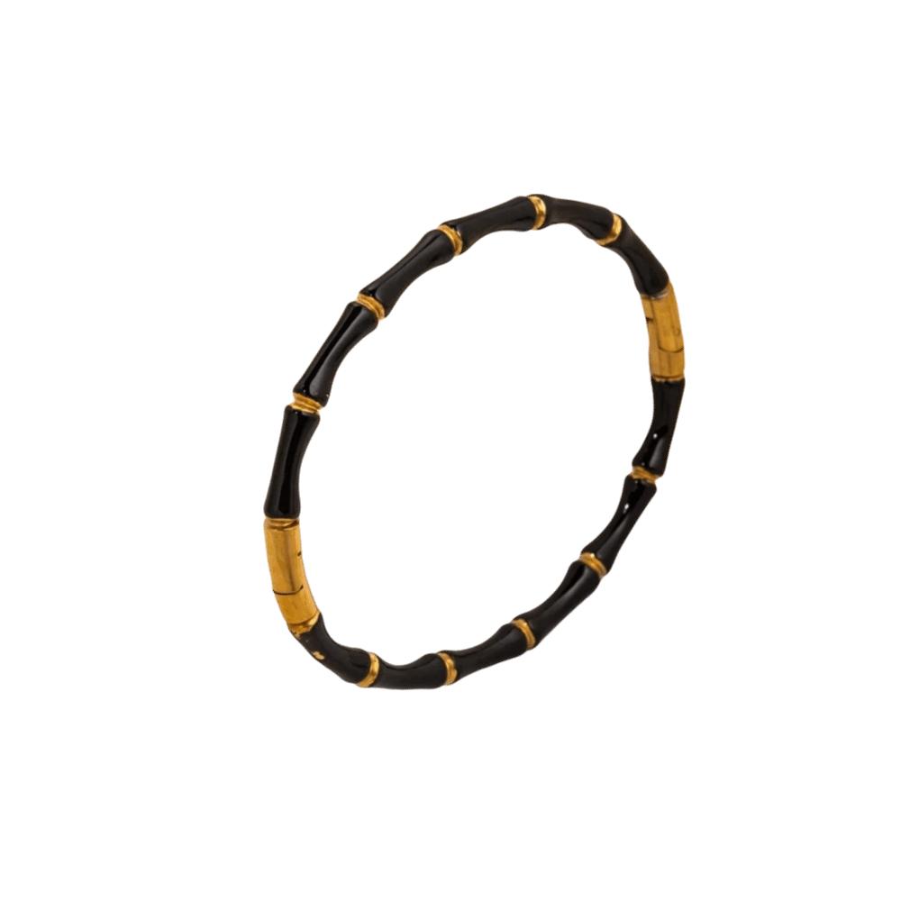Stainless Steel Enamel Resin Bracelet Colorful Stainless Steel Bangle Bamboo Joint Bangle Party чёрный