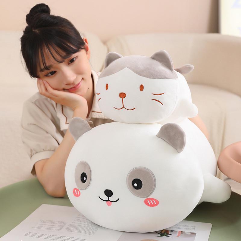 Adorable Dingding Series Plush Pillow Soft Cartoon Stuffed Toy For Girls Panda And Pig
