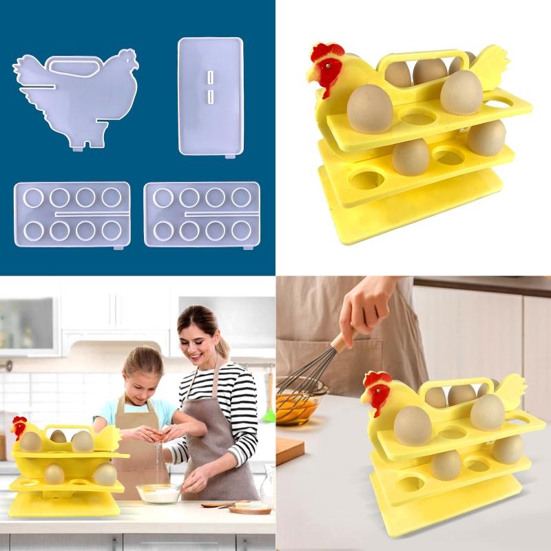 Silicone Egg Tray Storage Epoxy Casting Molds Egg Holder Resin Molds for DIY Art Resin Craft Refrigerator Kitchen