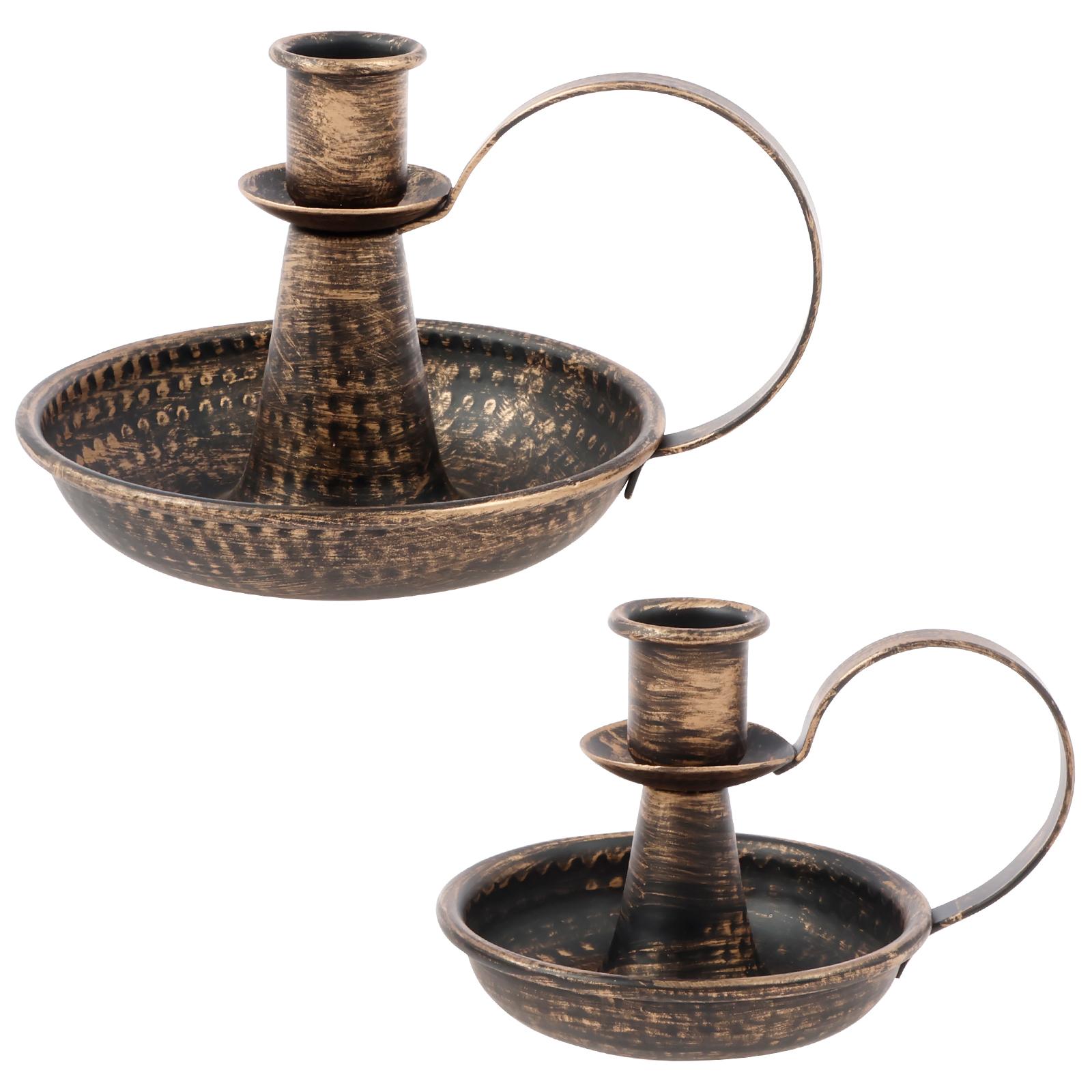

2Pcs Candle Holder Iron Taper Candle Stand with Curved Handle Retro Candlestick Holders Decorative for Home Wedding Party