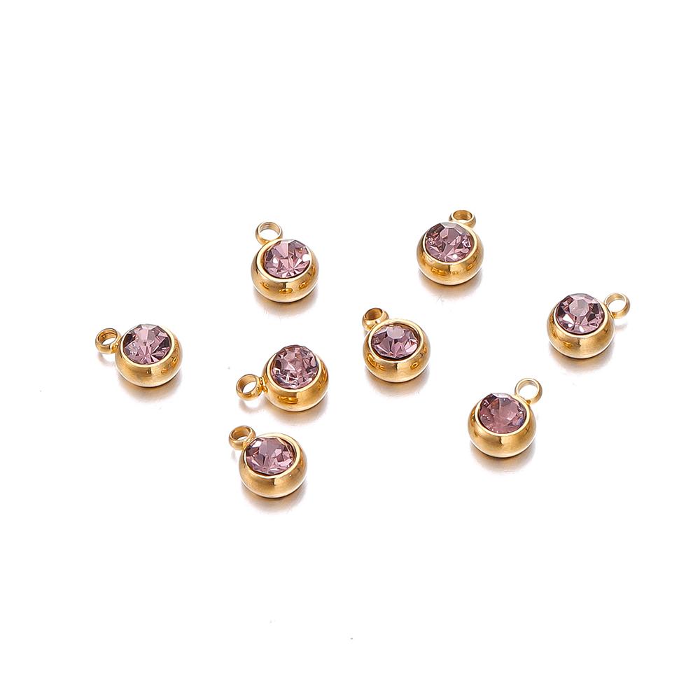 20 Stück 6mm Edelstahl Strassperlen Goldfarbe Kristall Anhänger für DIY Halskette Armband Charm Schmuckherstellung
