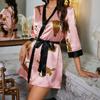 Women's pajamas, sexy V-neck leopard print nightgown, European and American style loungewear set