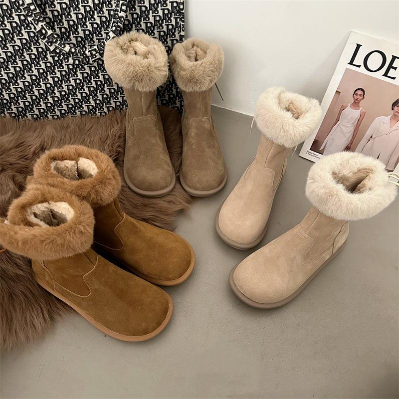 thick-soled plush cotton shoes snow boots women's shoes new autumn and winter warm short boots Martin boots