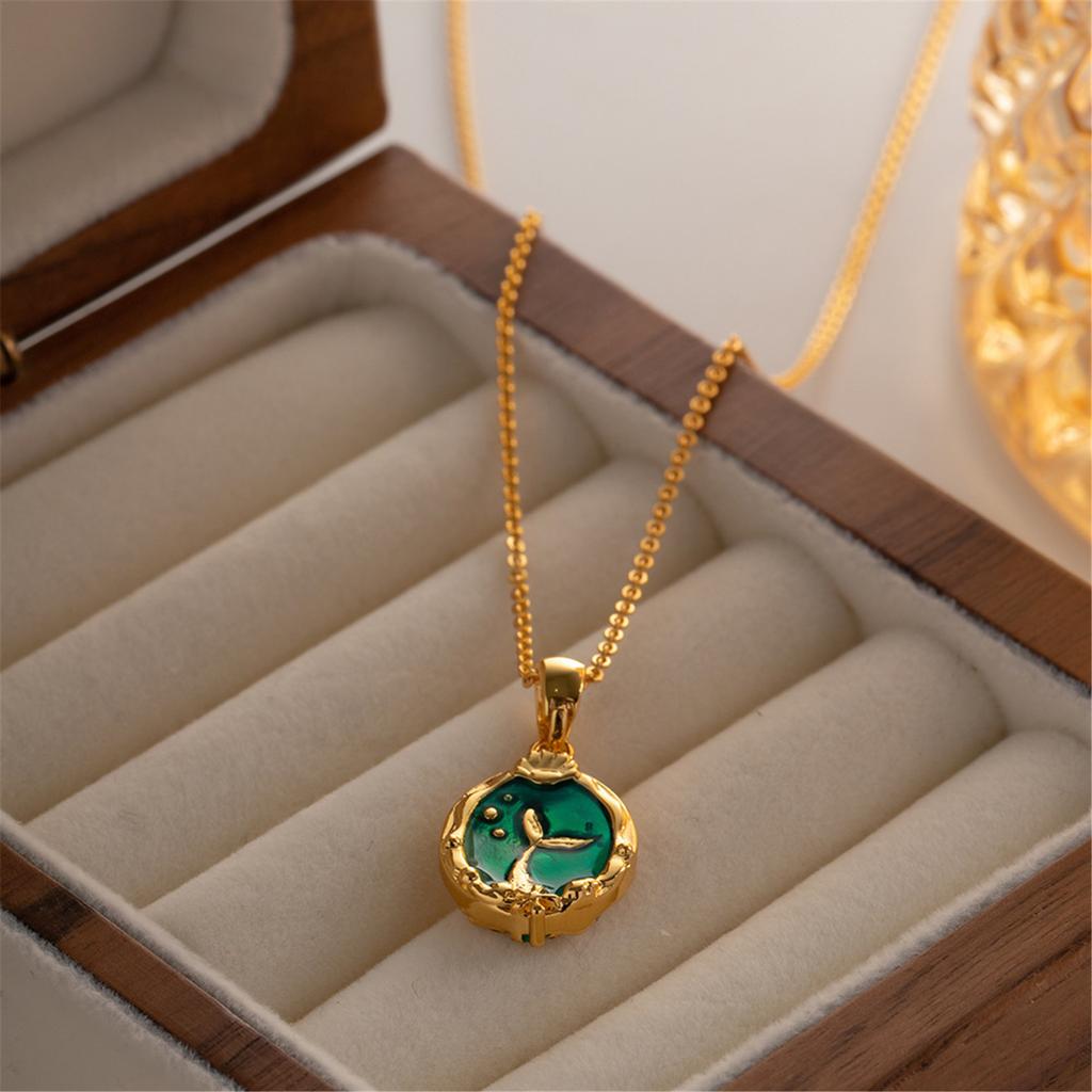 Double Sided Mermaids Princess Pendant Necklace Luxurious Sweater Chain for Women and Girls Handmade Jewelry Gift