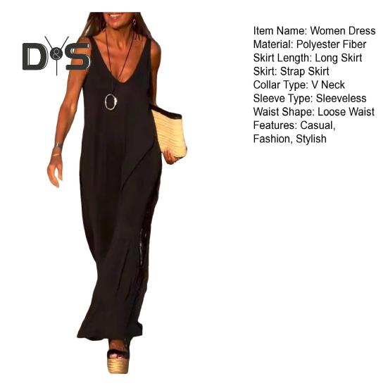 Γυναικείο καλοκαιρινό αμάνικο φόρεμα Cami Casual φόρεμα μάξι με σπαστό λαιμόκοψη Φαρδύ φόρεμα παραλίας Sundress Ταξιδιωτικές διακοπές