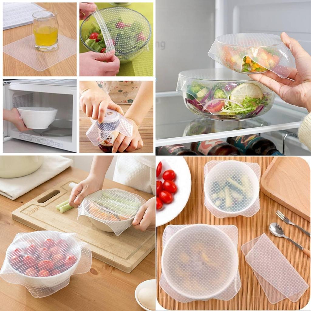 Clear Silicone Reusable Seal Lid Heat Resistant Stretch Wrap For Food Preservation