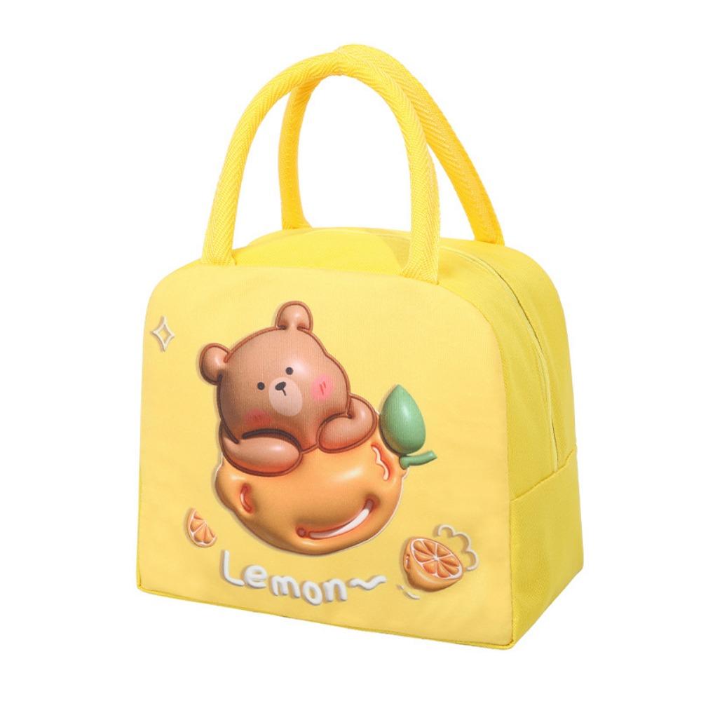 Cute Bento Bag with Rice, Portable Lunch Bag, 3D Three-dimensional Printed Cartoon Preservation and Insulation Lunch Box Bag