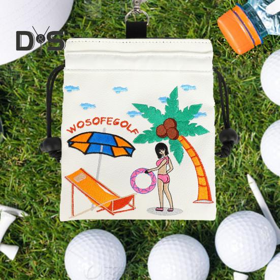 Golftasche mit Kordelzug, Golf-Tee-Tasche, Aufbewahrungstasche für Golfbälle, grüne Gabel, tragbares Golfzubehör für Golfbegeisterte