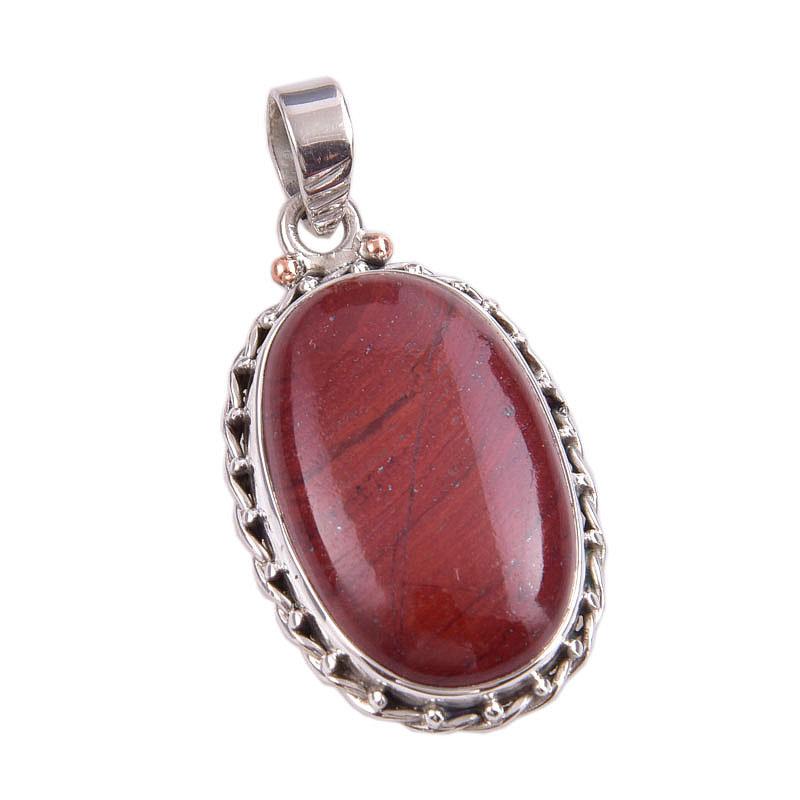 Natural Red Jasper Gemstone 925 Solid Sterling Silver Jewelry Pendant 1.50" F3w34