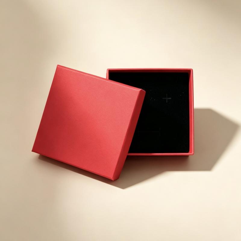 Red Jewelry Box With Cotton Pad Paper Jewelry Case Travel Portable Ring Earrings Necklace Gifts Packageing Storage Boxes
