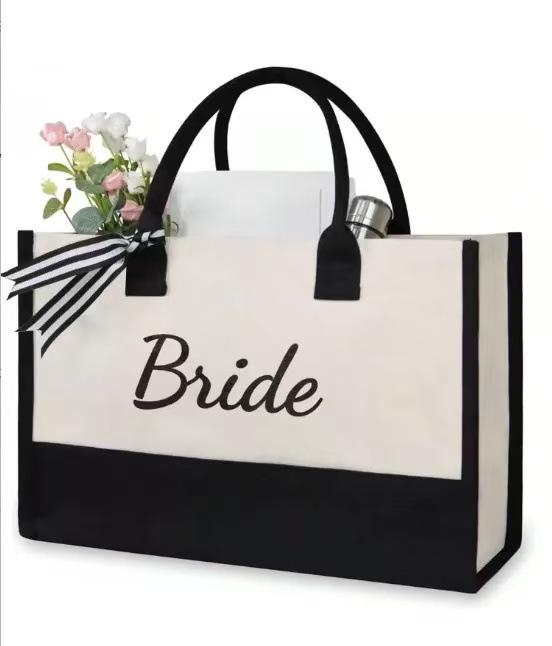 

Custom Bridesmaid Wedding Canvas Tote Bag with Logo