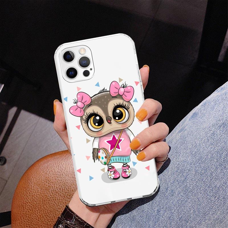 Cute Owl Hearts Lover Phnoe Case for Iphone 17 Air 16 11 12 13 Mini 14 Plus 15 Pro Max 7 8E SE 2020 16ProMax Phone Cover Coque 1