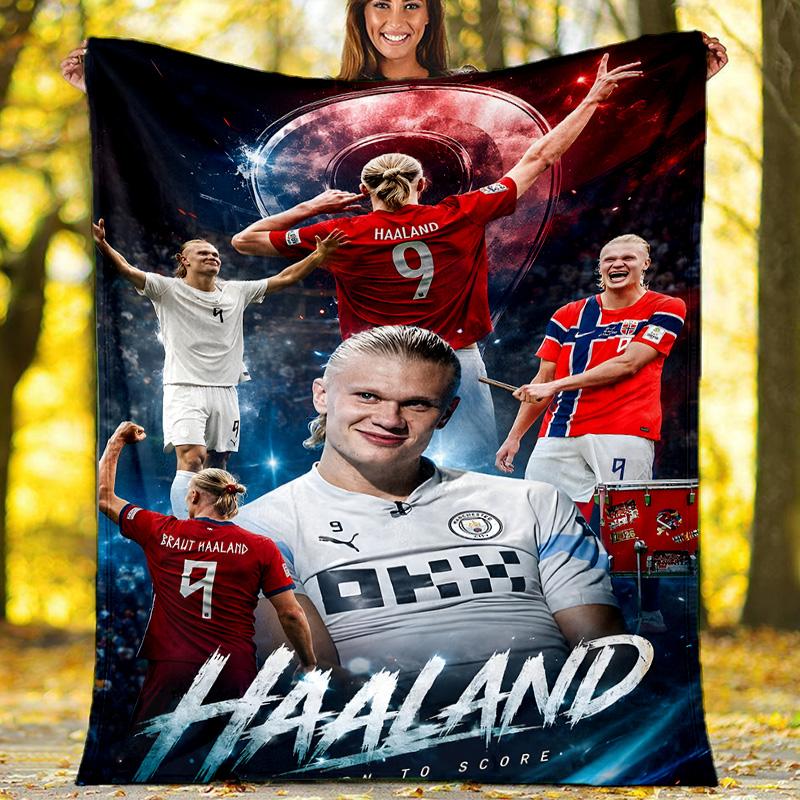 1pc Haaland14 Theme Blanket - Digital Print, Polyester, Cozy for All Seasons, Perfect for Outdoor, and Travel