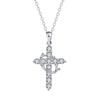 Multi-Color Birthstone Diamond Cross Necklace - Retro Religious Clavicle Pendant Gift