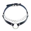 Double Line O-ring Chain Choker, Minimal Punk PU Leather Circular Ring Necklace