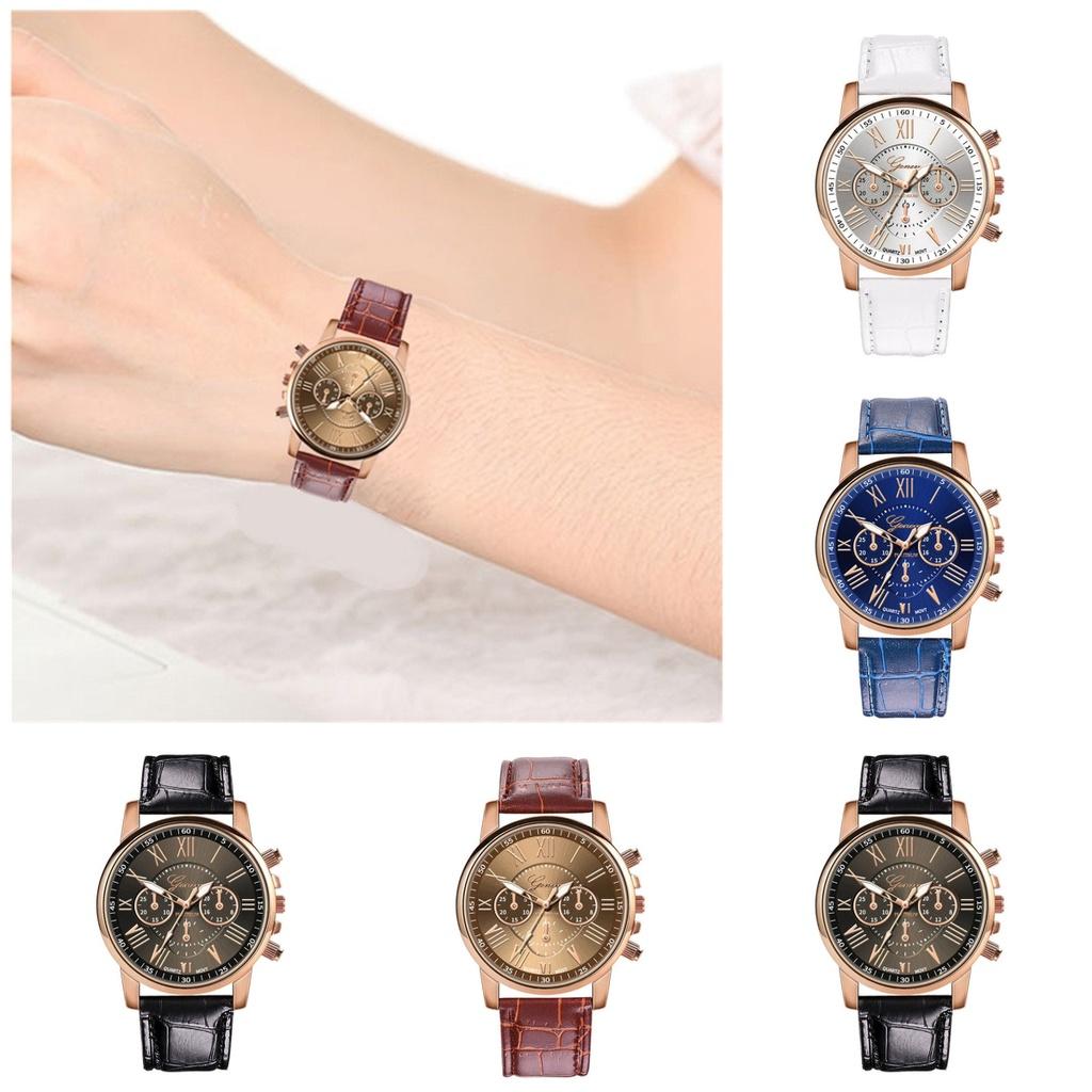Geneva Watch With Colorful Dial And Leather Strap Casual Style Quartz Wristwatch For Men And Women 28003 Bamboo Strap)