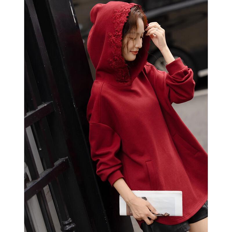 Demana Women's Warm Lace Patchwork Hooded Sweatshirt