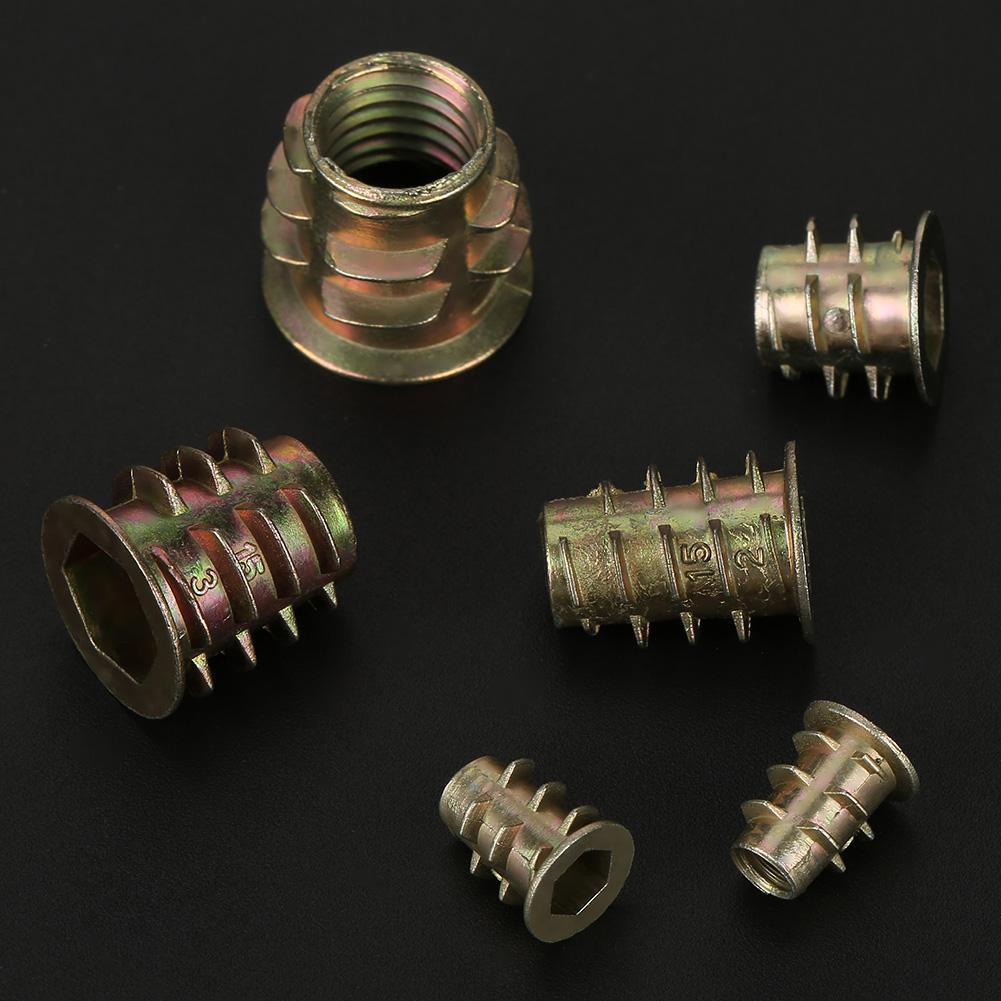80pcs M4M5M6M8M10 Zinc Alloy Screw In Type Hex Drive Threaded Furniture Insert Nuts Set