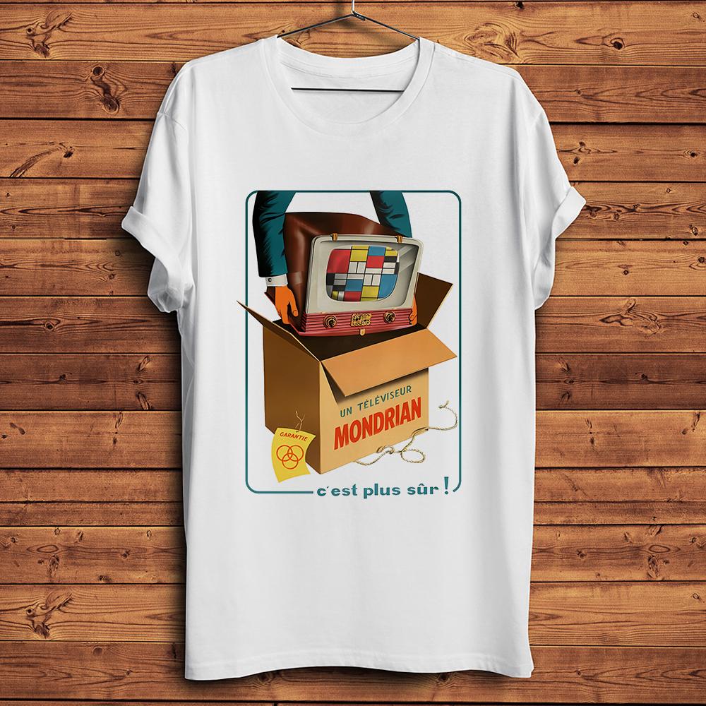 

NEOPLASTICISM Mondrian Funny Artistic Tshirt White Casual Short Sleeve TShirt Unisex Streetwear Teenocrack Breathable Print S