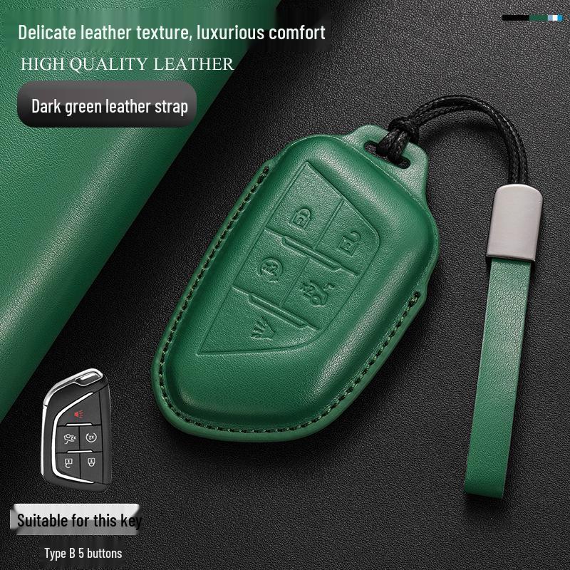 Genuine Leather Key Case for Cadillac: Compatible with CT6, XT5, XT4, XT6, CT4, CT5, XTS, GT4, and ATSL Models.