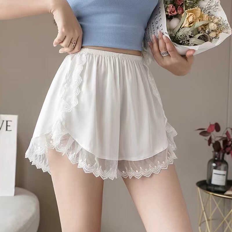 Women's Safety Shorts: Anti-Exposure, Summer Thin, Lace Trim, JK Style, Non-Rolling Hem, Loose Fit, Home or Base Layer Wear