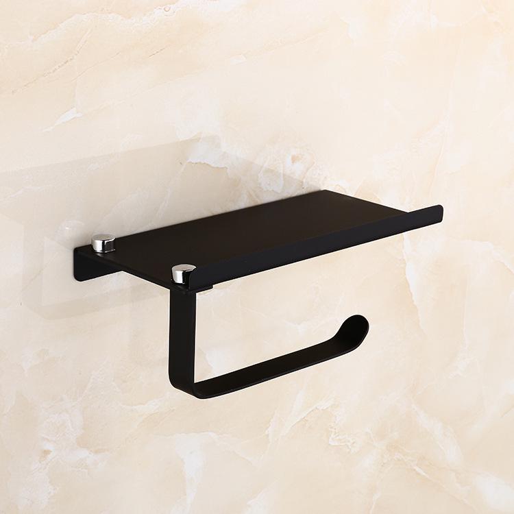 304 Stainless Steel Toilet Paper Holder with Phone Shelf and No-Drill Installation