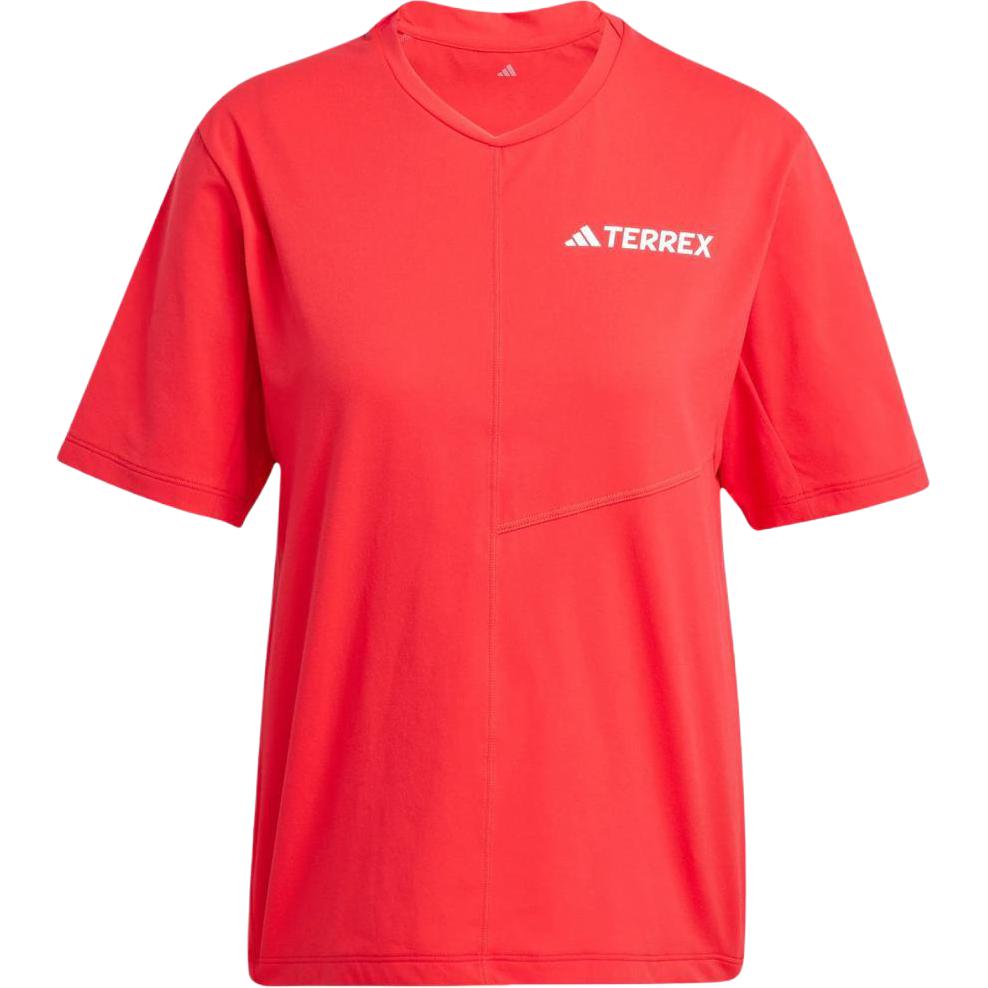 Adidas Terrex Letter V-Neck Short Sleeve T-Shirt Women Tops Ruby JE0369 XS