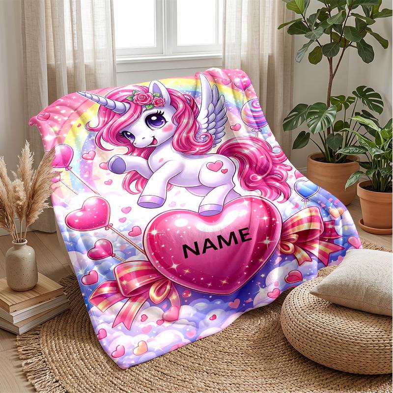 Magical Unicorn Fantasy Theme Blanket Lightweight Warm Flannel Blanket Decorative Throw Blanket for Home Decoration
