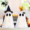 Ghost-themed Decoration Halloween Ghost Decoration, Light-Up with Witch Hat/Bow, Seasonal Holiday Decor Spooky Standing for Porch Yard Outdoor Party